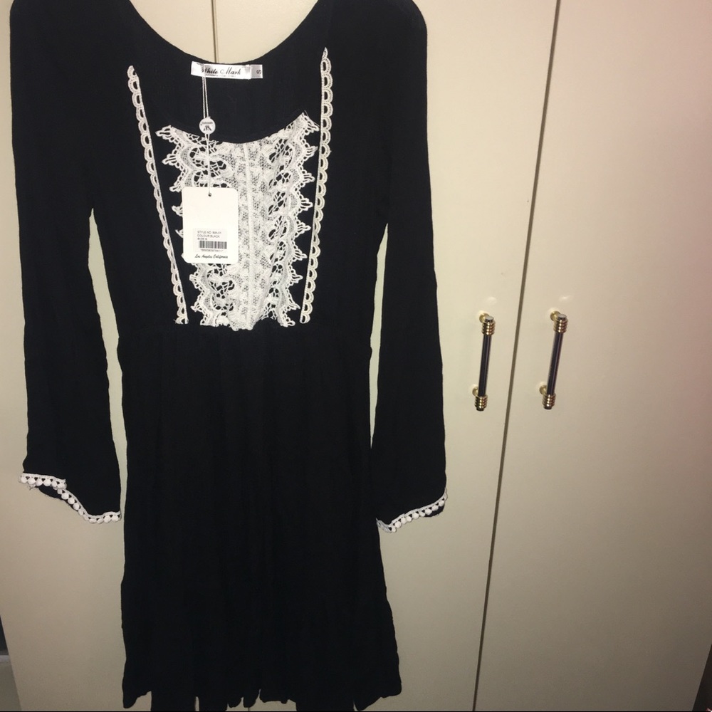 NWT SA White Mark Black & White Long Sleeve Dress